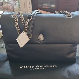 Kurt Geiger Black Leather Chain-Handle Shoulder Bag